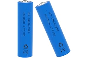 AFSONGOO 2 Pack 3.7 Volt 18650 Rechargeable Battery 18650 Li-ion Button Top 18650 Battery for Flashlights, Headlamps, Doorbells, RC Cars (Blue)