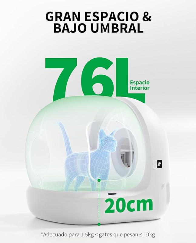 Pura MAX 2 Arenero Gatos Autolimpiable, Inodoro para Gato, Arenero Autolimpiable para Gatos, Anti-Fugas, xSecure/Eliminación de Olores/Control de APP/76L, para Varios Gato
