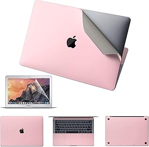 VFENG Premium 6 in 1 Full Size 3M Decals Skins Covers for MacBook Pro 16.1 Inch with Touch Bar (Model: A2141), Including High Clear Screen Protector-Rose Gold