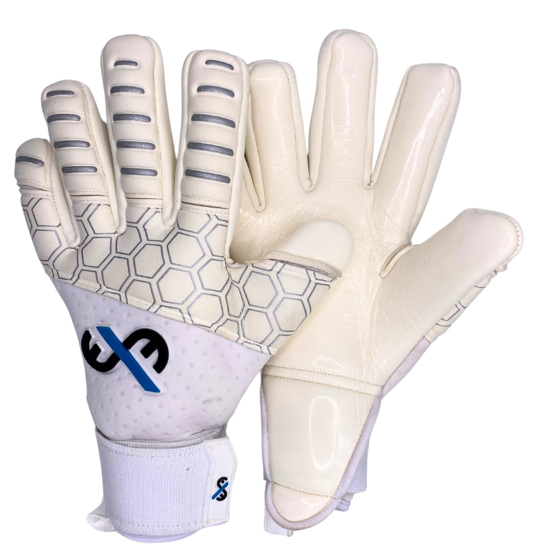 Goalkeeper Gloves for Adults Youths Boys and Girls| Latex with Grip| Professional Premium Quality for games and training| Double wrist strap for support| Negative cut for comfort and feel (Pro, 9)