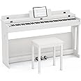 UMOMO 88 Weighted Key Digital Piano with Piano Bench, Hammer Action Electric Piano with Piano Stand, Headphone Jack, 3 Pedal, Full Size Electronic Piano Keyboard for Beginner, Adults, White