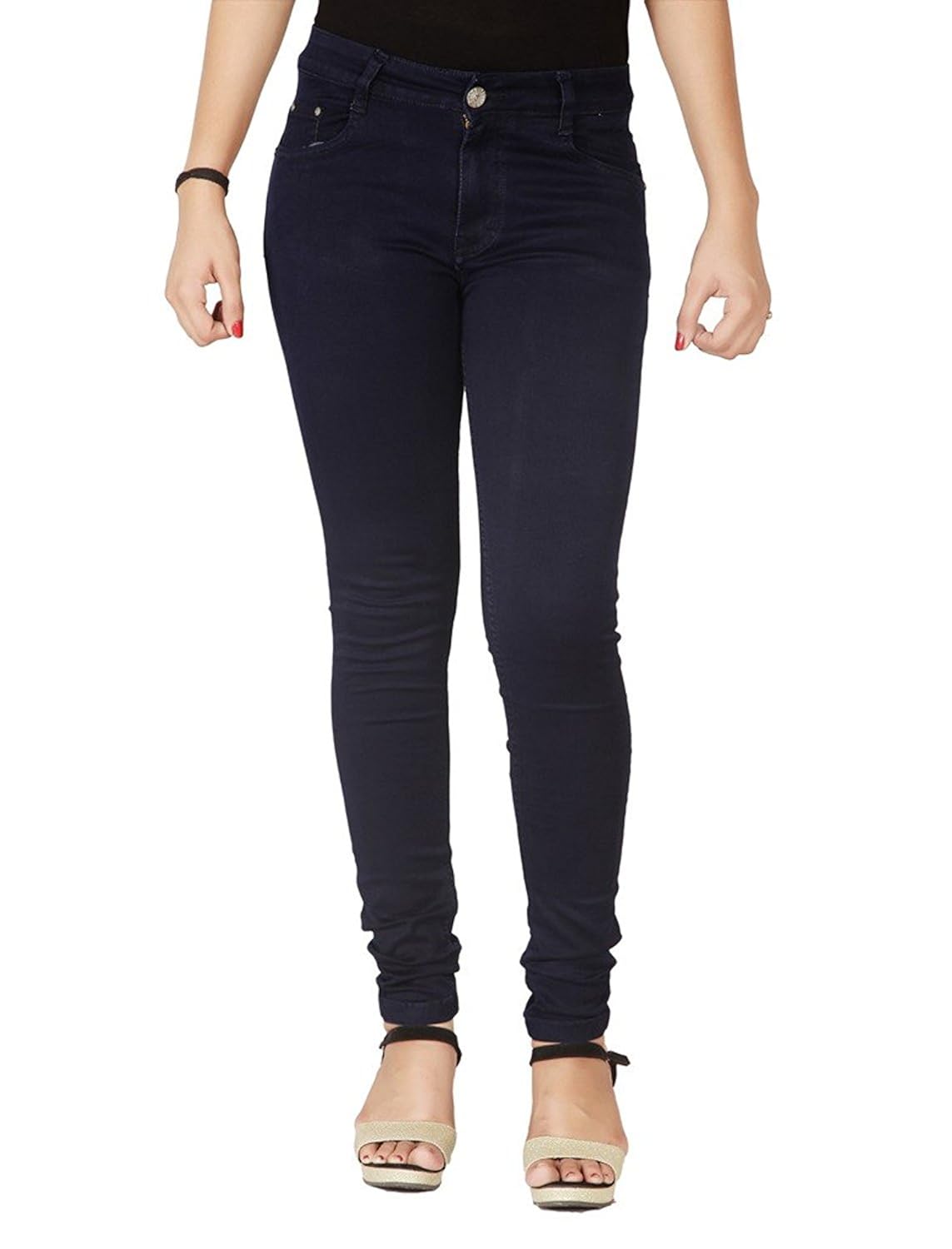 denim womens high waist elastic stretchable straight slim fit jeans pant