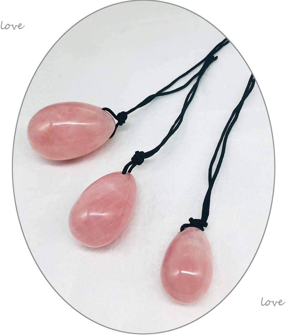 Yoni Eggs in Rose Quartz/for Women PC Muscle Training/Drilled/ 3 Sizes in a Set: Health & Personal Care