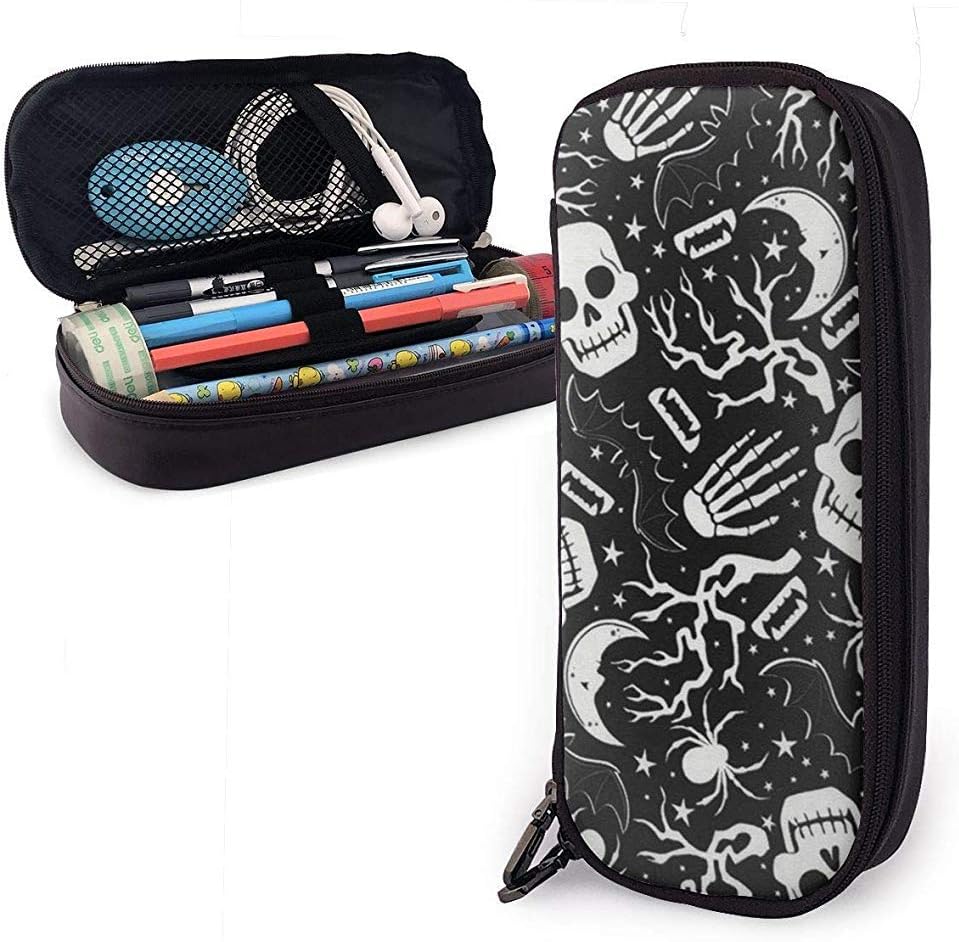 Estuche de lápices Esqueleto negro Bolso de bolígrafo de gran capacidad