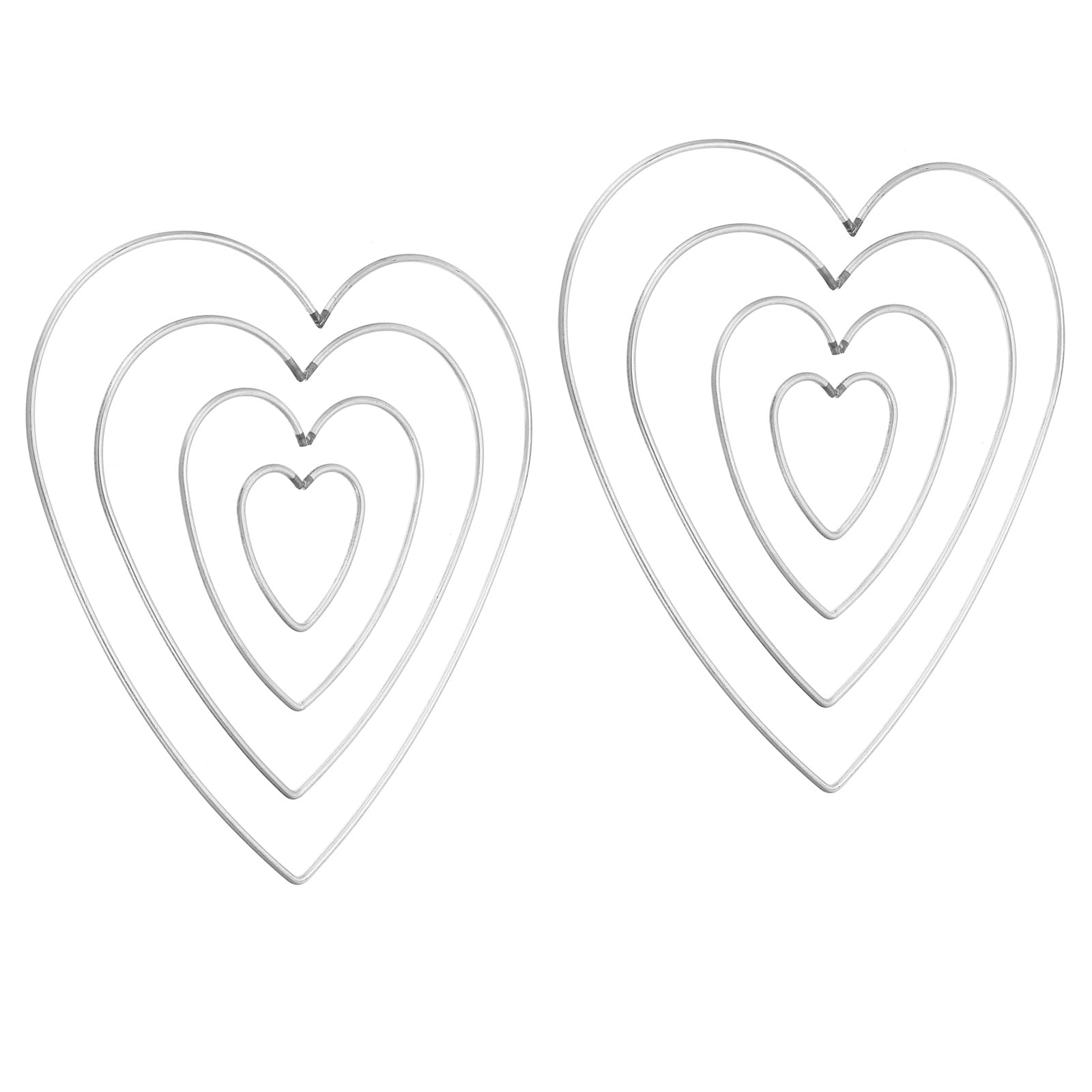 PATIKIL Dream Catcher Rings Set, 2 Set 4 Sizes Metal Heart Shape Macrame Wreath Floral Ring Hoop for Christmas Decor Home DIY Craft Wedding Wall Hanging Decorations, Silver