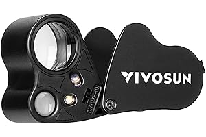 VIVOSUN 30X 60X Illuminated Jewelers Loupe Foldable Magnifier with LED Light for Jewelry Gems Watches Coins Stamps Antiques Black