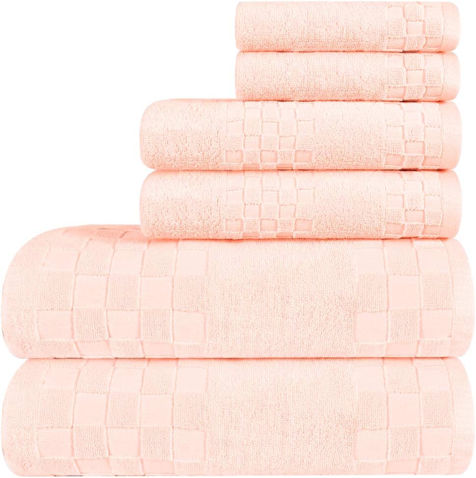 DIAOJIA Bath Towels Blue, 100% Cotton Towels, 6 Piece Towels Set, Absorbent, Soft and Fluffy, Including 2 Bath Towel 27”x 55”, 2 Hand Towel 13”x 29” and 2 Wash Cloth 13”x 13”(Blue): Kitchen & Dining