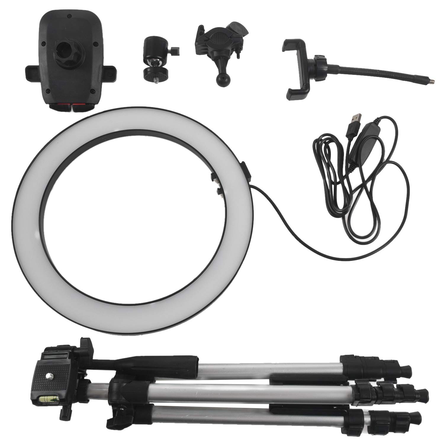 Sonline Phone Tripod Stand Clip with LED Light Ring Camera Photography Ring Lamp Studio Ringlight for YouTube Make-Up Phone Selfie