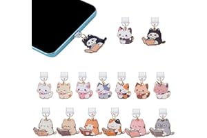 AHANDMAKER 15Pcs Cat Charms for E-Reader, Cute Kitty Dust Plug Charm Type C/USB C Port Cover Accessories Animal Theme Enamel 