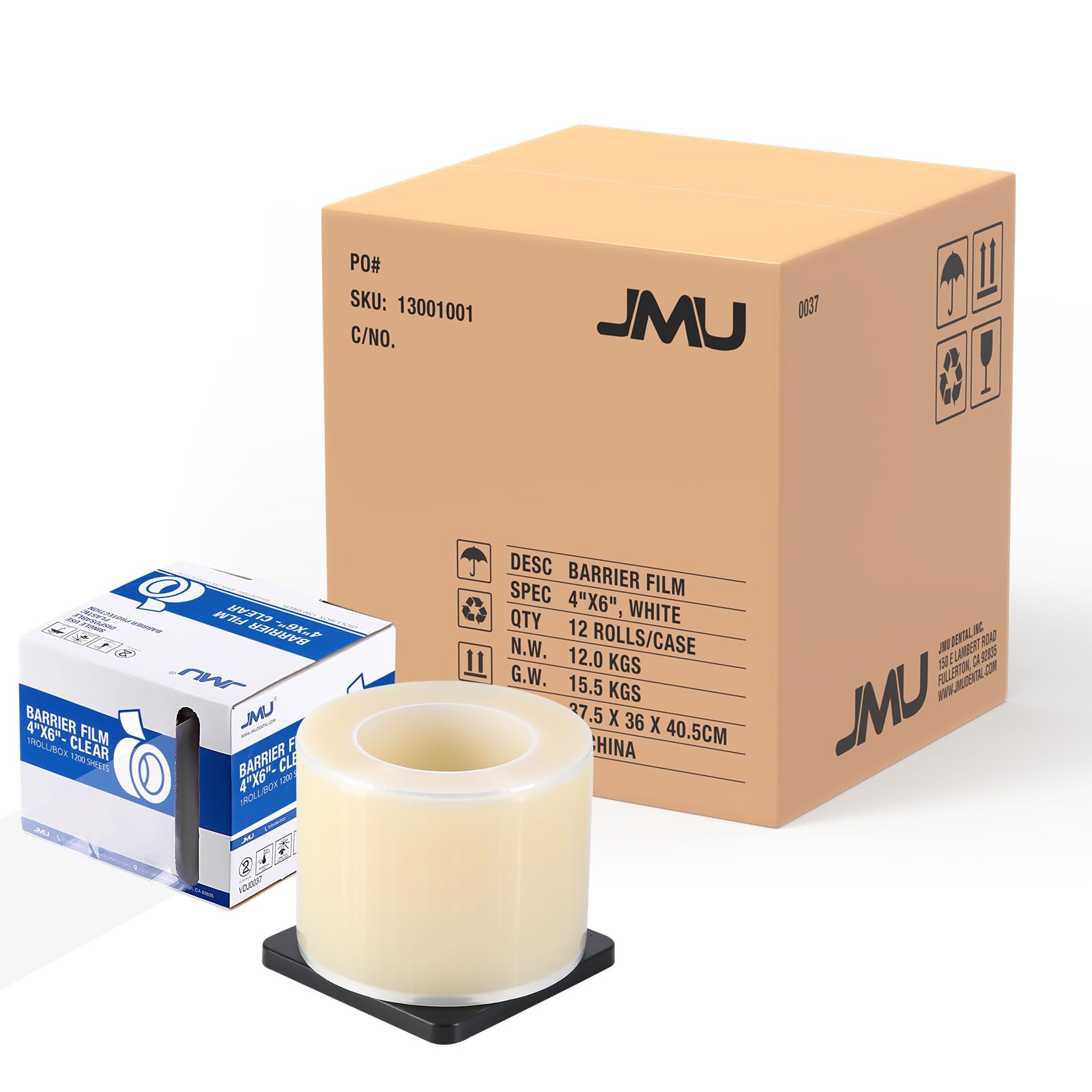 JMU Clear Barrier Film Tattoo 4" x 6", 12 Rolls Barrier Tape for Dental Medical Tattoo Use Image