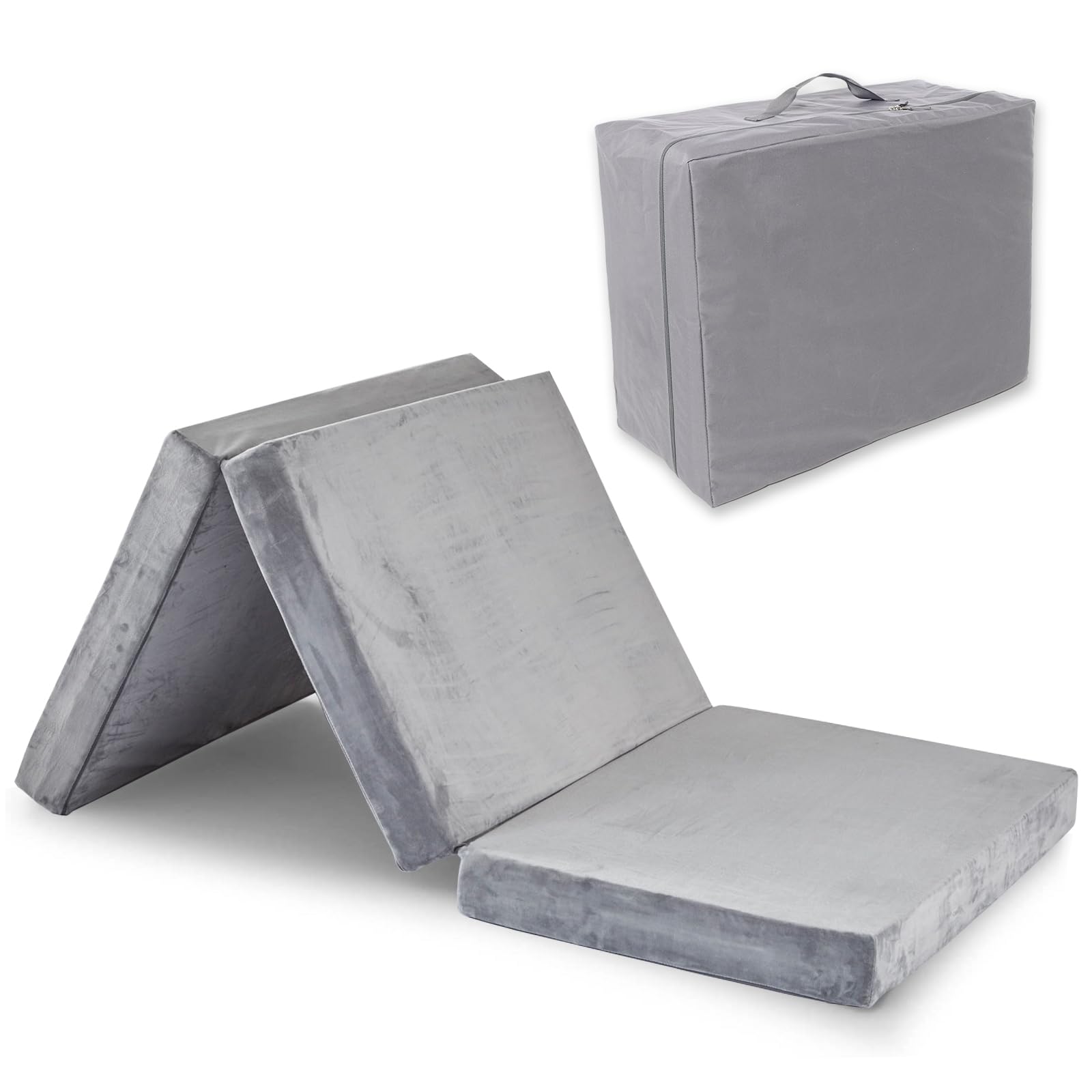 Photo 1 of SINWEEK 4" Twin Memory Foam Folding Mattress with Storage Bag - Foldable Trifold Floor Bed Topper, CertiPUR-US Certified Guest Sleeping Pad, Machine Washable Cover