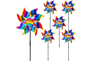 HADEEONG 6Pcs Sparkly Pinwheels for Yard and Garden, Reflective Colorful Wind Spinners Yard Decorations Outdoor Windmill, 9.5in Garden Pinwheels to Scare Birds