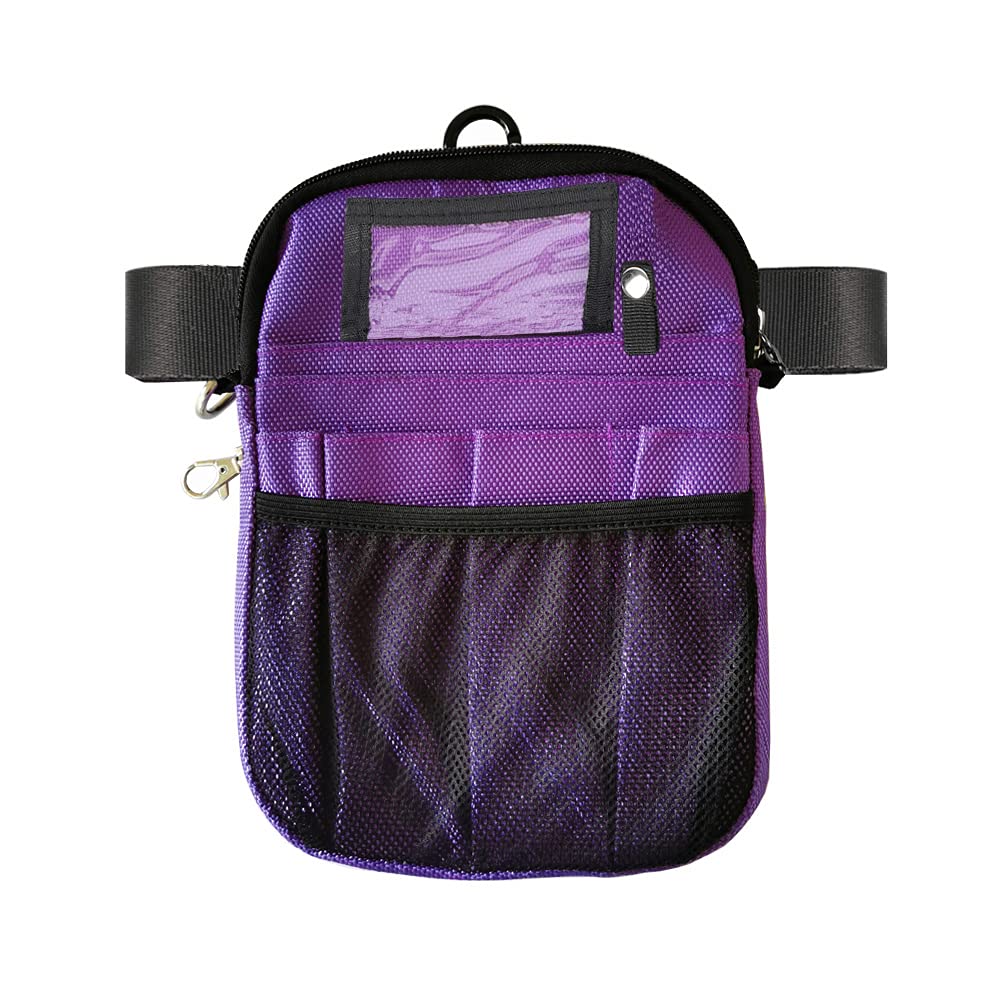 uxcellmo Nurse Organizer Belt 2 Sided -12 Pocket Waist Bag Pouch Case for Medical Scissors Care Kit Tool (Purple)