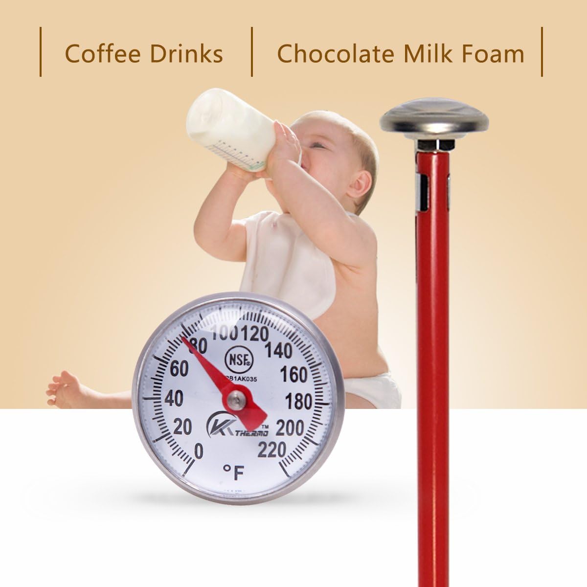 KT THERMO Instant Read 1-Inch Dial Thermometer,Best For The Coffee Drinks,Chocolate Milk Foam: Kitchen & Dining