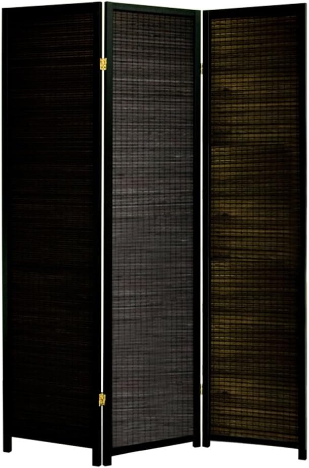 BLACK WOOD ROOM DIVIDER - 3 PANEL DOUBLE SIDED FOLDABLE PRIVACY SCREEN - THESE ARE HIGH QUALITY DRESSING SCREENS / PARTITIONS FROM ROOM DIVIDERS UK