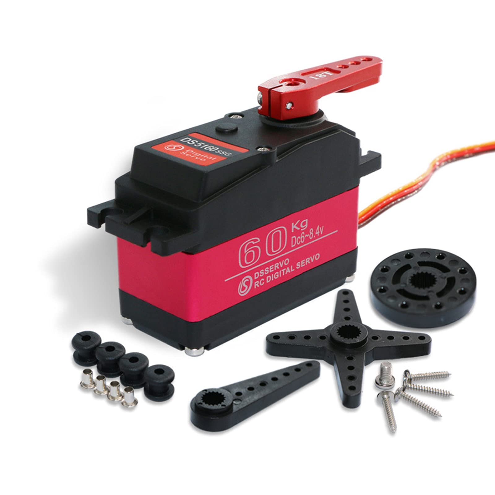 RUIZHI 1 Pcs DS5160 Waterproof RC Servo, 60kg High Torque Digital Servo for 1/5 Redcat HPI Baja 5B SS RC Car Compatible SAVOX-0236 LOSI XL 5T (180°）