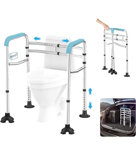 Bathroom Safety Rails Delog Toilet Safety Frame - Adjustable, Foldable ...