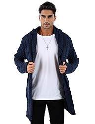 Mens Hooded Cardigan Long Cardigans Sweater Shawl