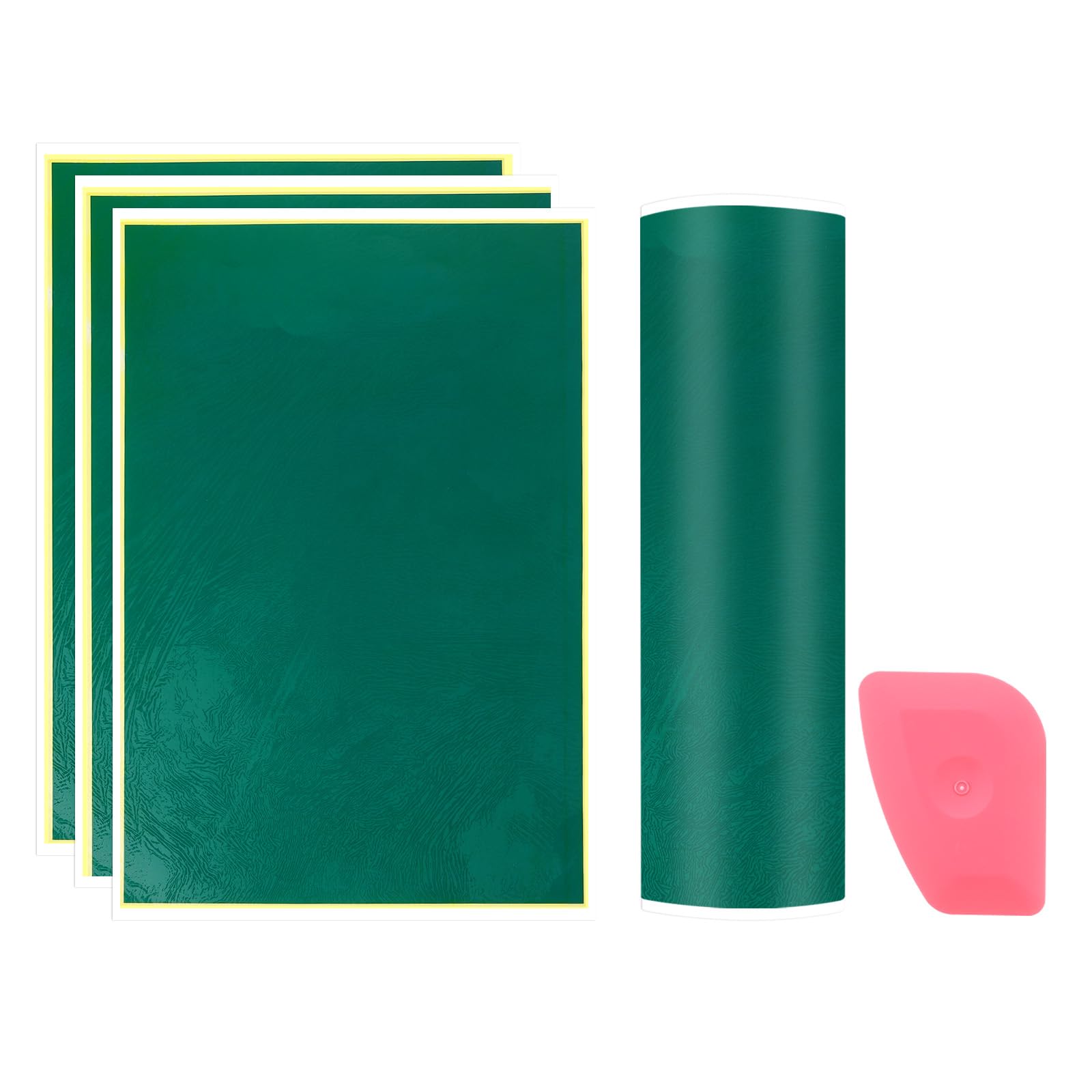 PATIKIL 15.3x10.4 Inch Laser Engraving Paper, 4 Pcs Laser Engraving Marking Color Paper with Red Scraper for Fiber Laser Marking and Engraving on Metal Ceramics Glass, Army Green