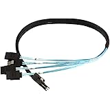Monoprice 0.5m 30AWG Internal Mini SAS 36pin (SFF-8087) Male w/ Latch to SATA 7pin Female (x4) Forward Breakout Cable - Black