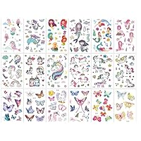 OMLEE Unicorn Temporary Tattoos for Kids 18 Sheet, Mermaid Butterfly Temporary Tattoos for Girl Birthday Sticker Party Supplies Favors Accessories Goodie Bag Stuffers Party Fillers Gift - Over 300