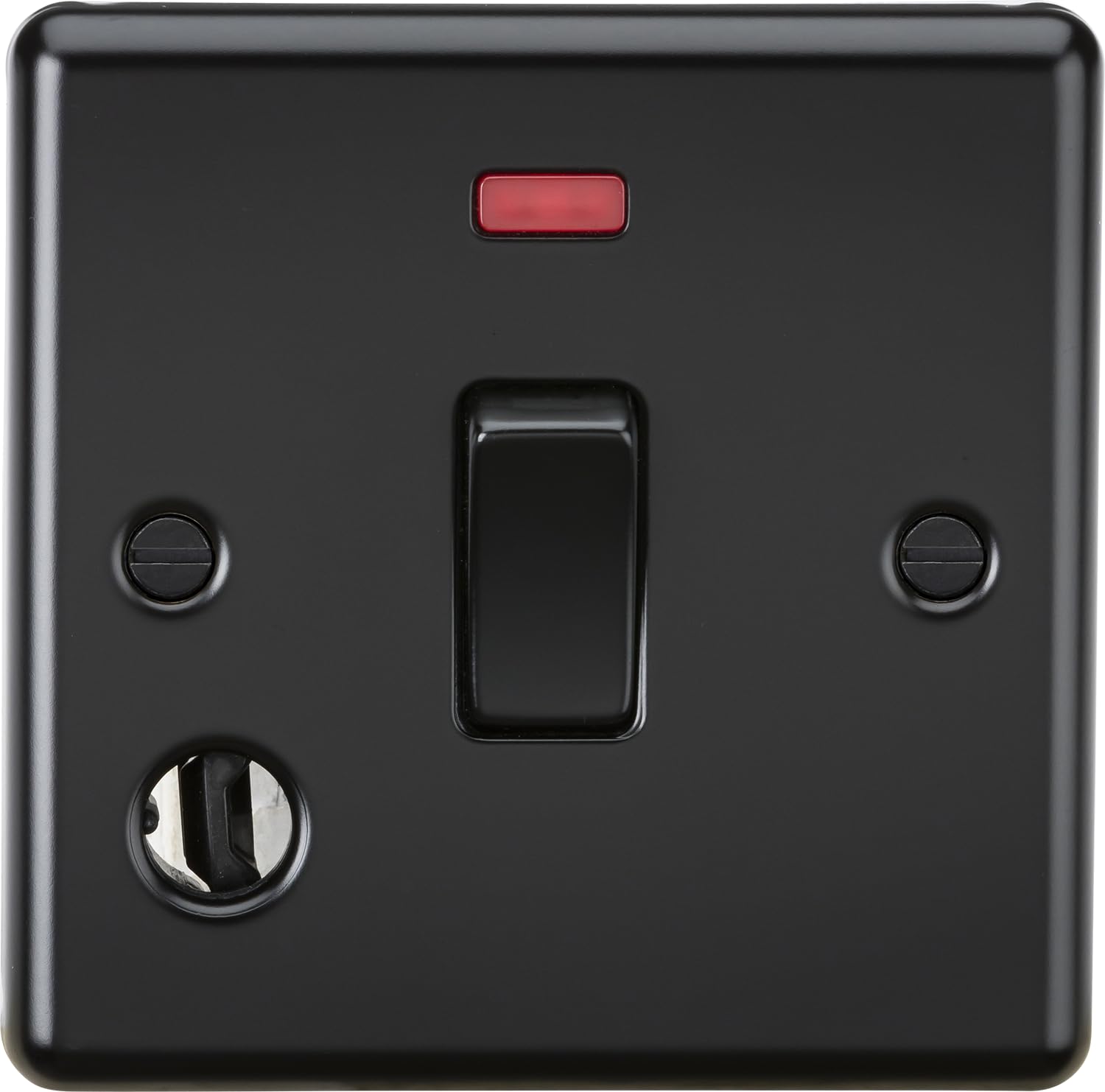 Knightsbridge 20A 1G DP Switch with Neon & Flex Outlet - Matt Black