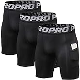 Men's Compression Shorts with Pocket Baseball Athletic Gym Yoga Shorts Cool Dry Running Workout Underwear Pack