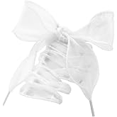 WEGOODZF Flat Sheer Shoe Laces: 2 Pairs 4CM Wide Fashion Snow Yarn Shoelace | Fishtail Rolled Design, Cute Organza Shoe Strings, for Wedding Sneakers, 44 Colors