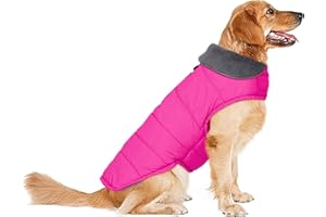 Petglad Dog Winter Coat, Waterproof Dog Jacket with Leash Hole, Reflective Adjustable Pet Snow Vest, Warm Fleece Sweater for Small Medium Large Dogs - Pink, M
