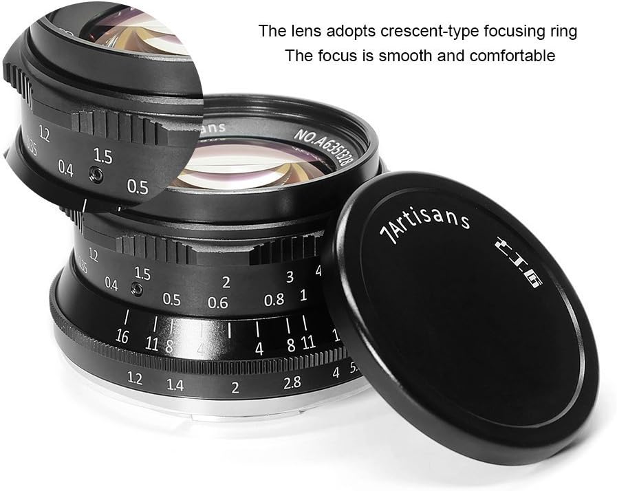 7artisans Lens 35mm F1.2 APS-C Manual Focus Portrait Lens for Mirrorless Cameras Canon M1 M2 M3 M5 M6 M10 EOS-M Mount Black - Image 4