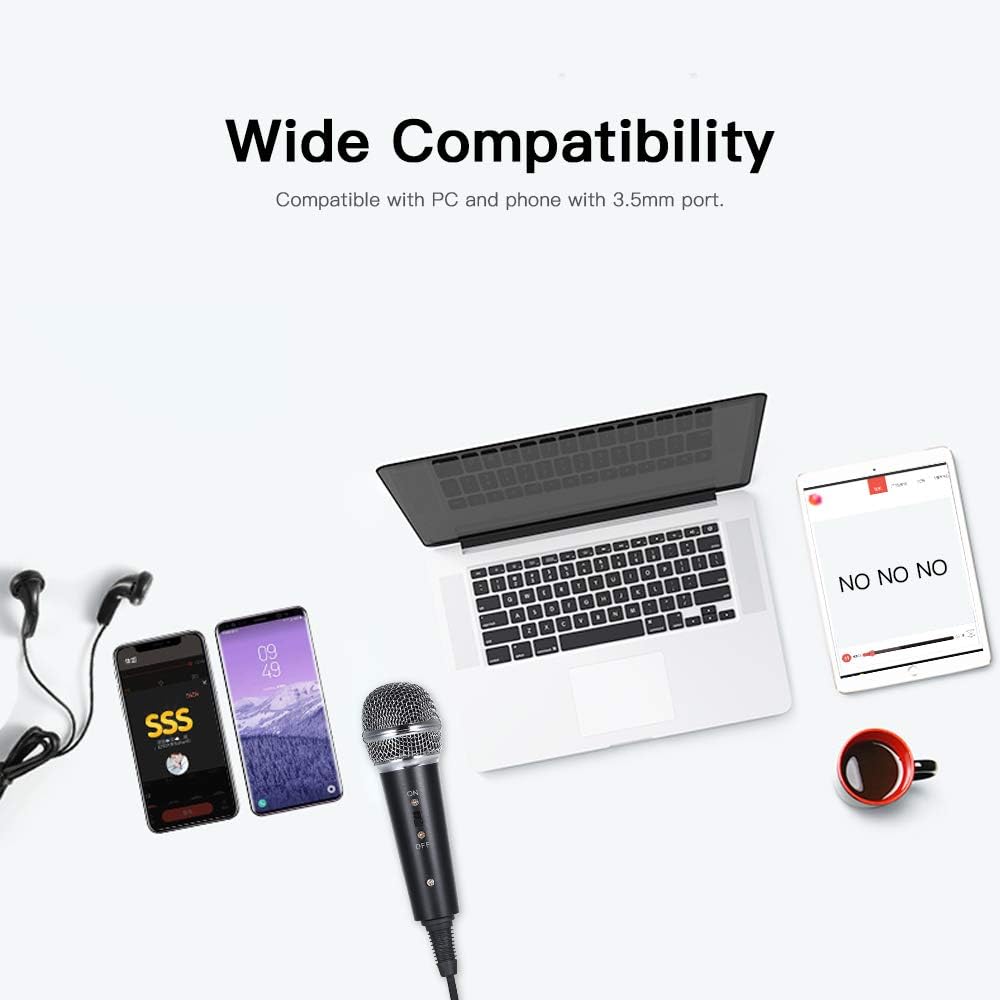 Godyluck- Wired Condenser Microphone Audio 3.5mm Studio Mic Vocal Recording KTV Karaoke Mic with Stand for PC Phone: Electronics