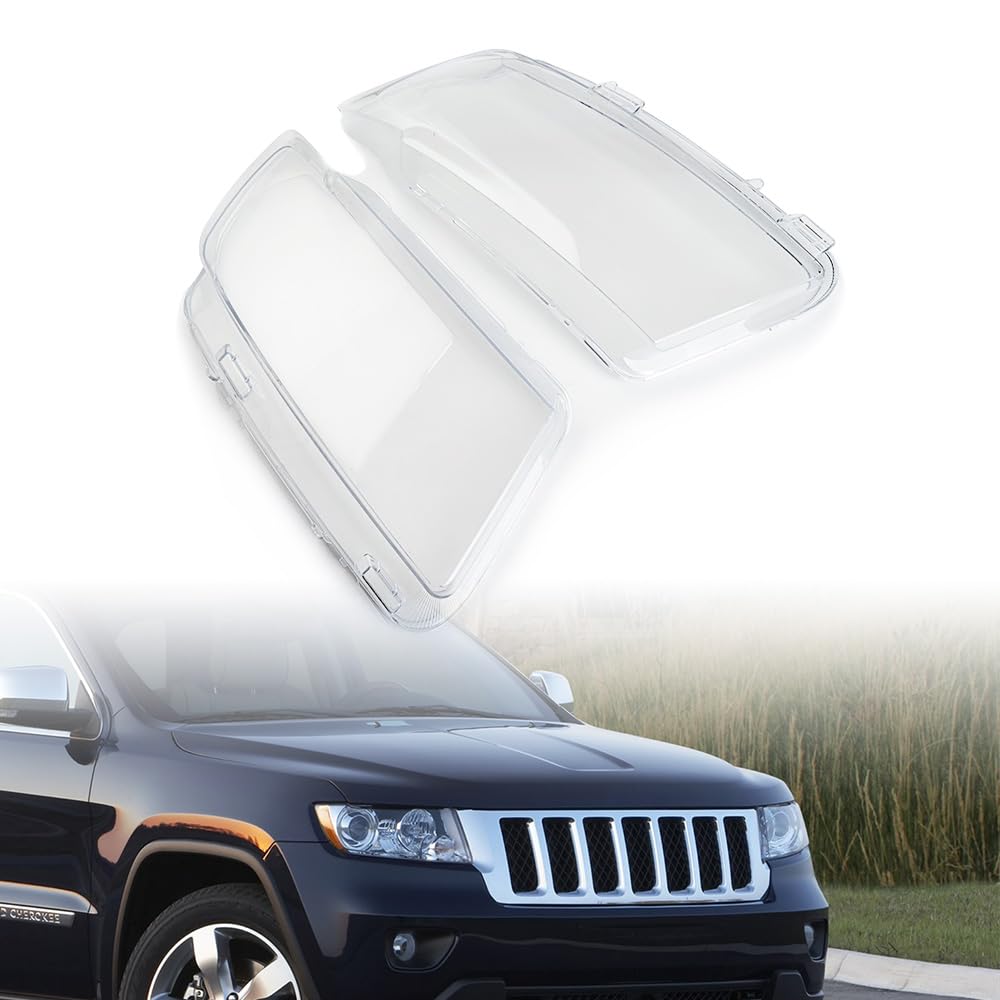 Photo 1 of Anzios Left Right PC Transparent Lens Headlight Covers Compatible for 2011-2013 Jeep Grand Cherokee 55079379AF 55079378AF Head Lamp