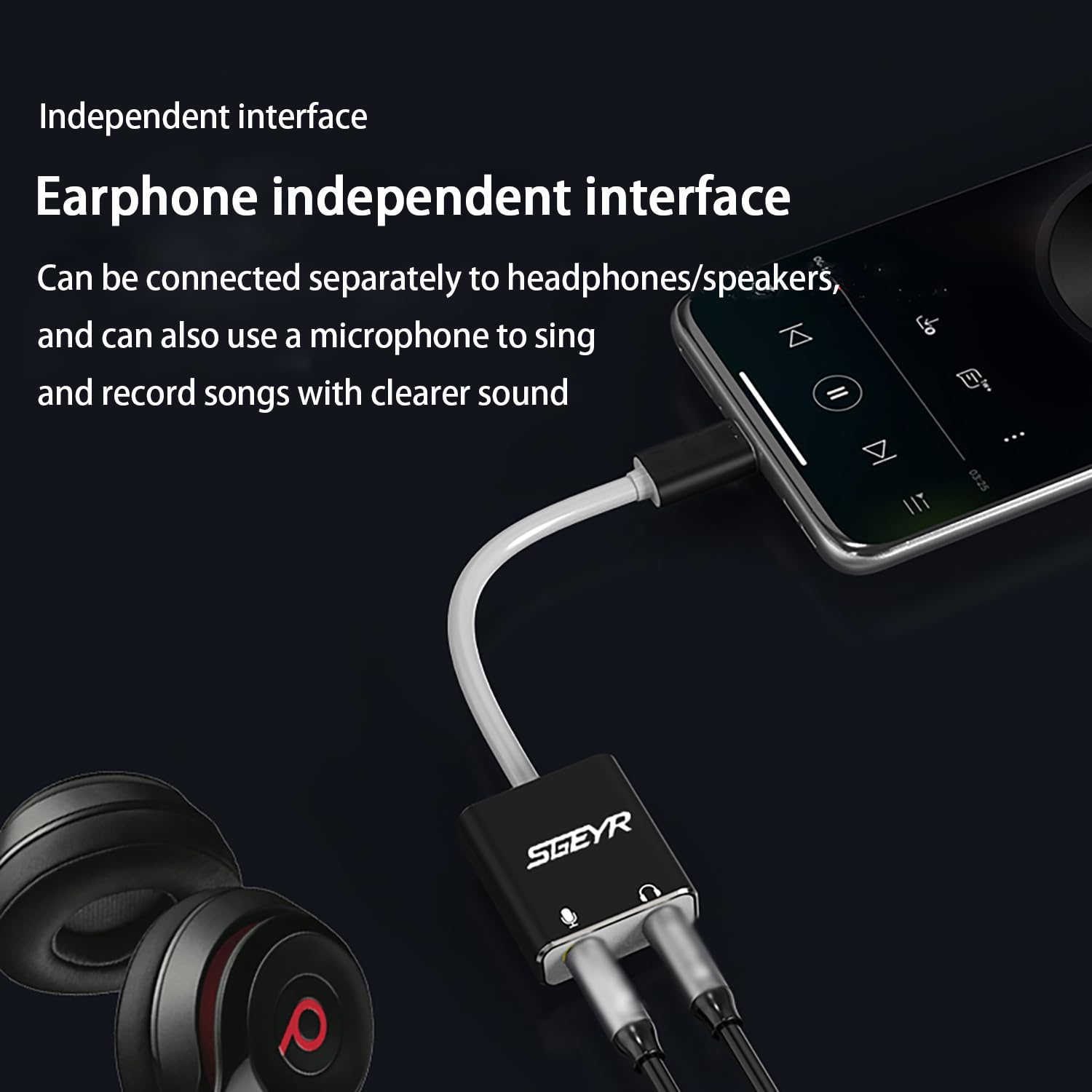 SGEYR Type c Sound Card External Sound Card, USB-C to 3.5mm Jack Audio Adapter, Type C to Microphone Headphone Adapter, USB-C to Audio Auxiliary Cable External Stereo Sound Card Audio