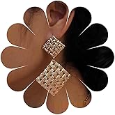 Erimberate Bohemian Hammered Square Drop Earrings Gold Textured Square Stud Earring Large Double Square Dangle Earrings Punk Statement Earrings Jewelry for Women Gifts