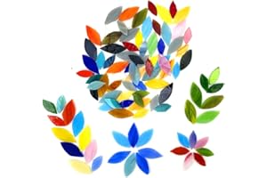 HOZZWHOO DIY Glass Petal Mosaic Tiles, 100 Pieces Assorted Size and Colors Stained Glass Flower Leaves Handmade Crafts, Decorations for Home, Kitchen,Bathroom Mosaic Projects, Easy for Beginners