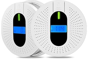 ANTERCITE Smoke and Carbon Monoxide Detector, 10-Year Battery Powered 2 in 1 CO & Smoke Alarm with Digital Display, 85dB, 2 Pack