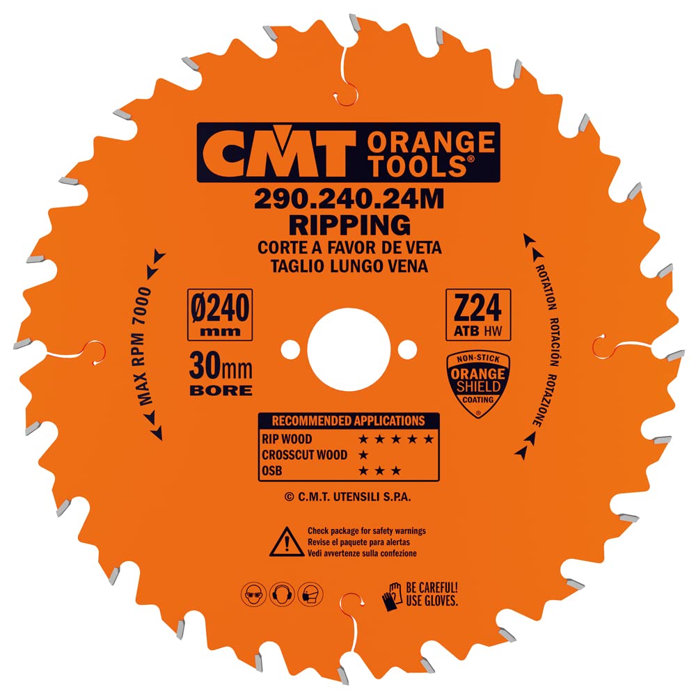 CMT Orange Tools 290.240.24 M – Circular Saw Blade 240 x 2,8 x 30 Teeth 24 ATB 20 Degrees