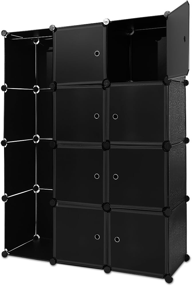 Plastic Wardrobe Storage Box Cube Interlocking DIY Clothes Hanging Rail