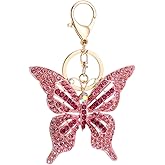 ABOOFAN Butterfly Keychain Purse Chain Charm 5.31" x 3.54" Sparkling Alloy Key Chain with Artificial Rhinestones Women Bag Decoration Accessory