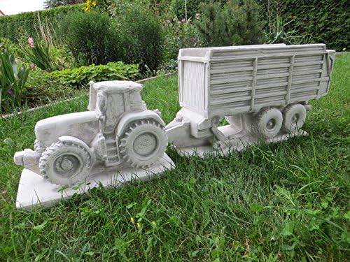 Dekofigurentraum Lkw Traktor Mit Anhanger Gartendeko Aus Stein Amazon De Garten