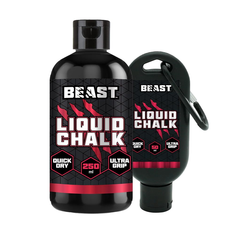 Alpha Designs Beast Liquid Chalk 250ml + 50ml Refillable Duo for Climbing Chalk, Gym Gifts, Gymnastics, Lifting