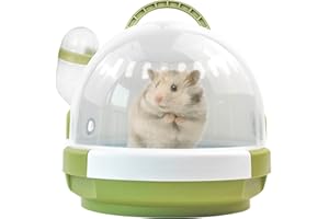 MUYG Hamster Carrier Cage with Water Bottle,Portable Dwarf Hamster Travel Carrier Plastic Guinea Pig Carrier Small Animal Breathable Outdoor Cage for Hamsters Chinchillas Hedgehog (Green)
