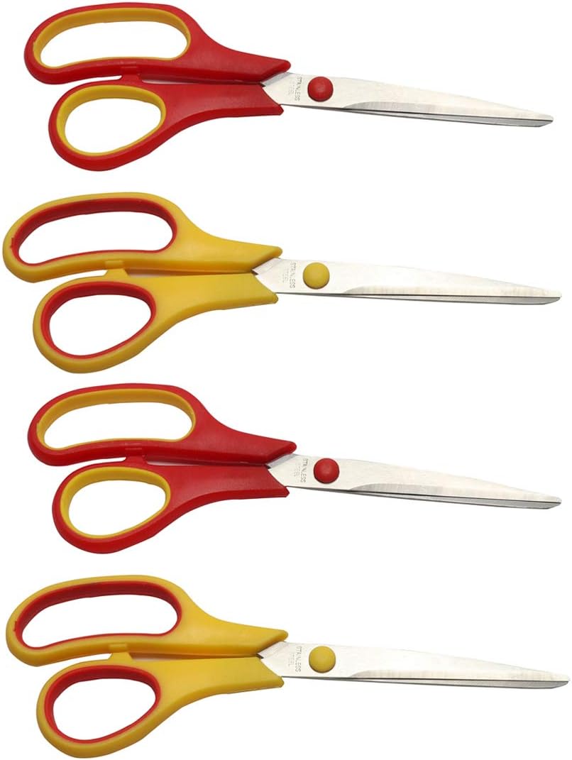 BCnmviku Scissors 8 Inch Soft Comfort-Grip Handles Sharp Blades 4 Pack Office Multipurpose Scissor (4 Pack)