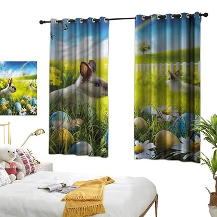 Amazon Com Lightly Kitchen Curtains Easter Daisy Field In Spring