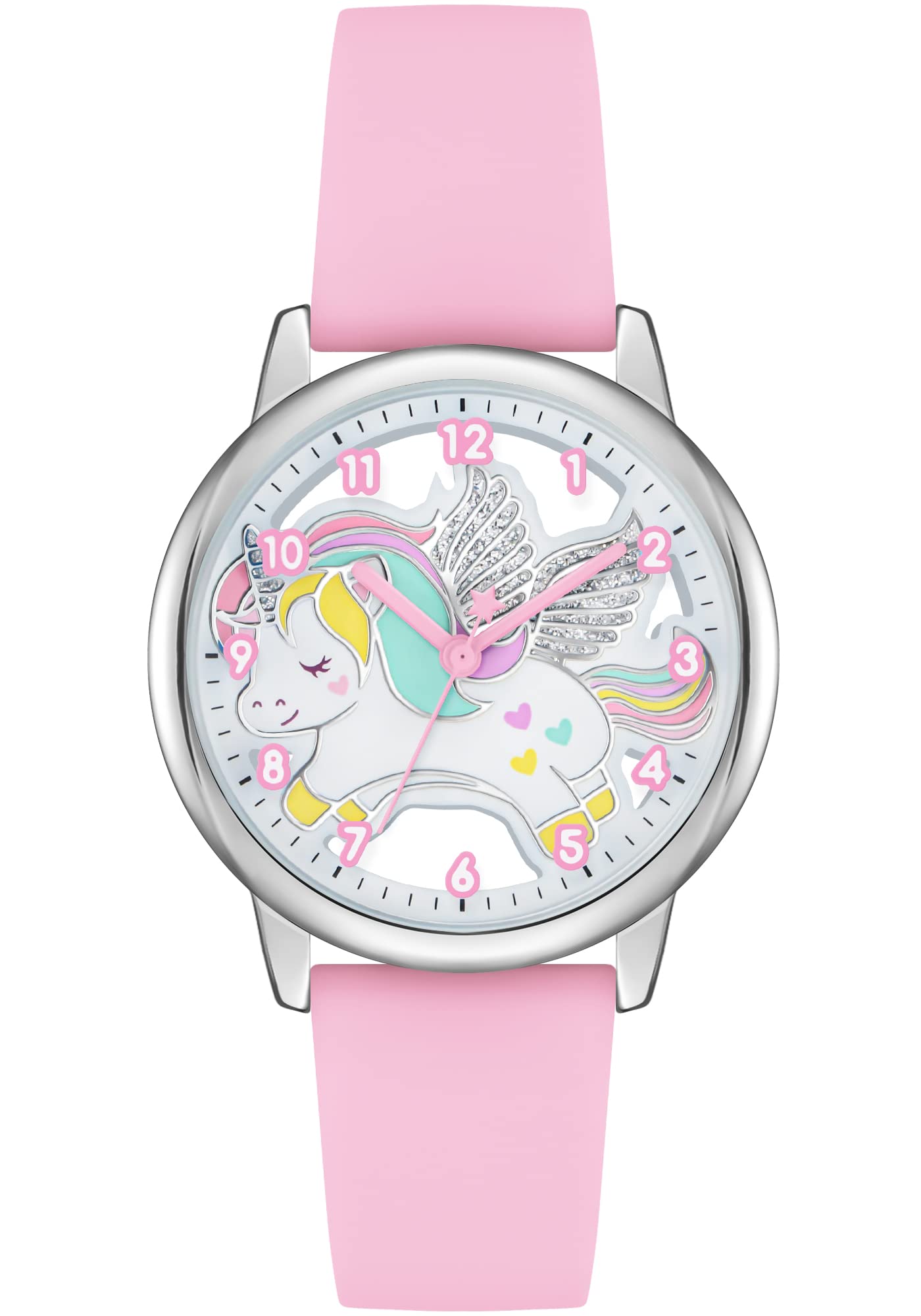 Bisley Children Watch for Boys and Girls Cute Unicom Dial Silicone Strap Easy to Read