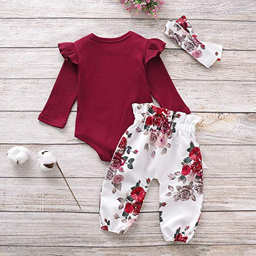 Neugeborene-Baby-Girl-Floral-Romper-Tops-Overall-Lange-Hosen-Stirnband-Outfits-Kleidung-Sets