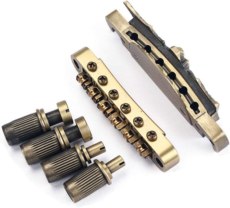Alnicov Electric Guitar Tailpiece Bridge and roller saddle Tune-O-Matic - Bronze - Image 5
