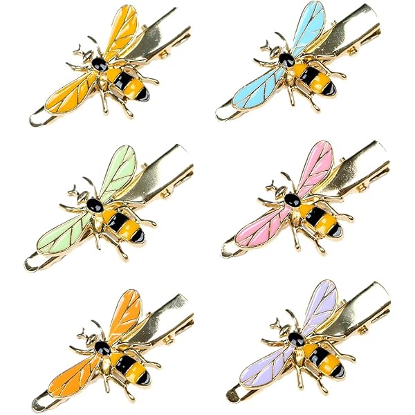 Pinces à Cheveux Enfant En Forme D'abeille - Lot De 2, Métal Et Ruban, Motif Mignon Pour Filles