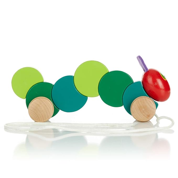 wooden caterpillar pull toy