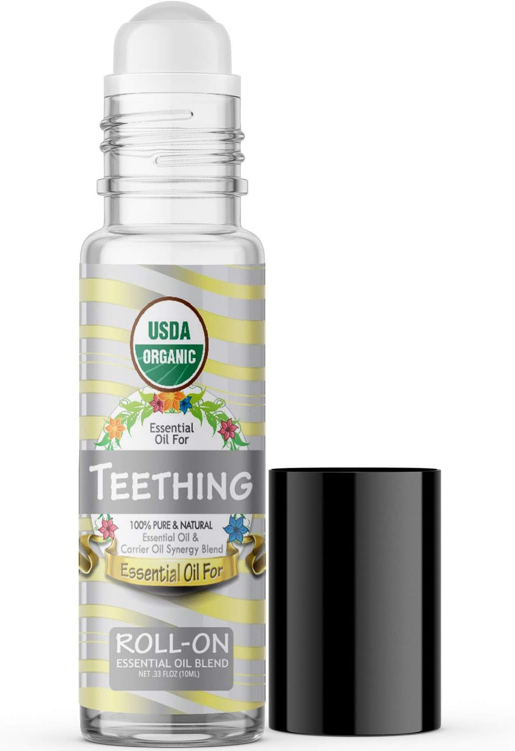 Essential Oil for Teething (USDA Organic - 100% Pure) Pre-Diluted Blend of Essential Oils Recommended by Aromatherapists for Aromatherapy - 10ml